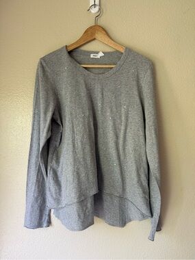 Wilt Gray Embellished Long Sleeve Cotton Top